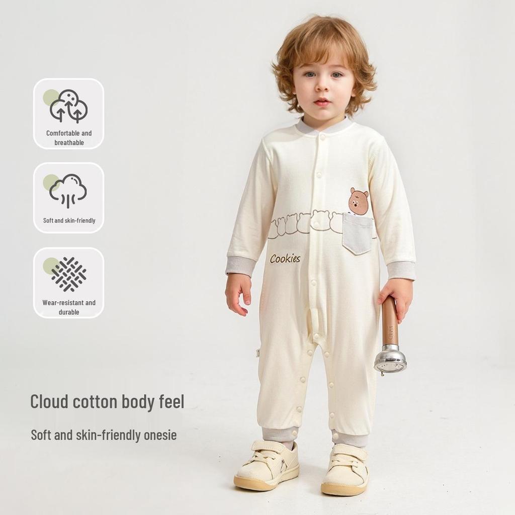 Tongtai Newborn Pure Cotton Baby Bodysuit - Spring/Autumn Jumpsuit Romper