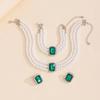 Imitation pearl necklace set jewelry exaggerated light luxury gemstone collarbone chain retro ring bracelet