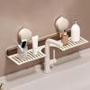 Walnut Suction Cup Bathroom Shelf No Drilling Wall Mounted Sink Shelf Heavy Duty Storage Rack for Bathroom