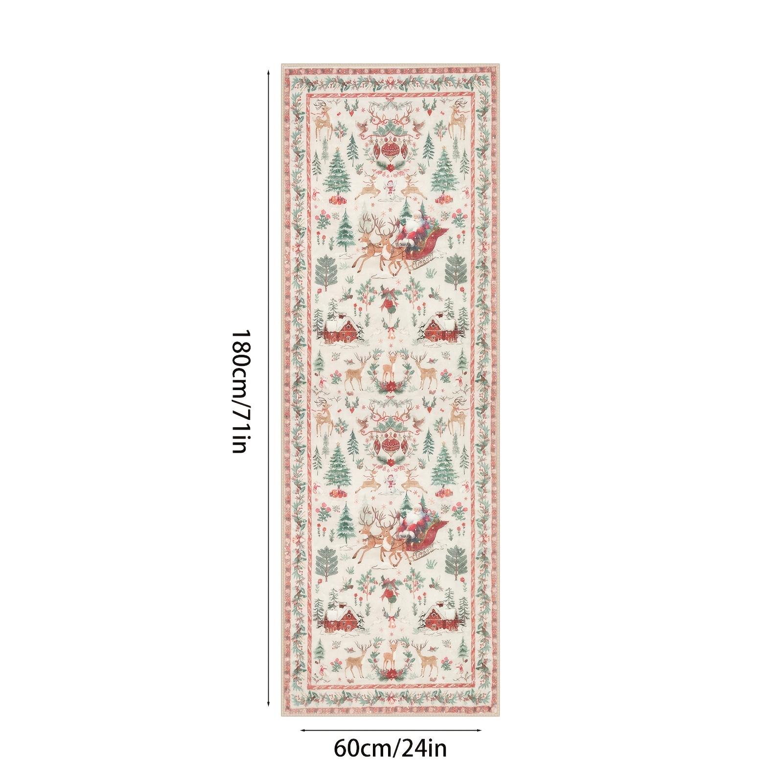 Christmas Running Mat, Suitable For Corridor And Kitchen Carpets, Washable, Christmas Bedside Festive Home Decoration Mat 60X120CM(2X3.9FT
