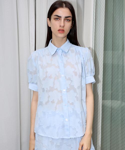 Demi Gnimonic Cloud Shirring Blue Blouse_ Cloud Shirring Bl Bl Blue/Free