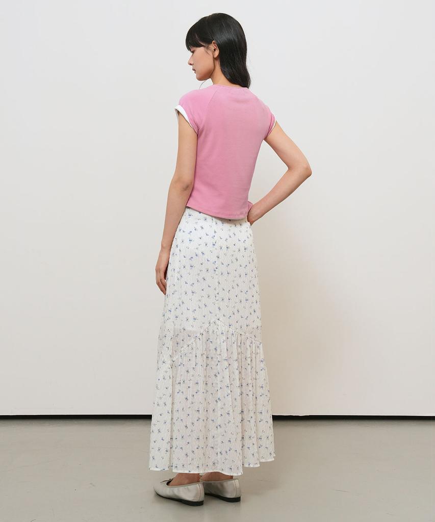 GENERALIDEA Flower Shirred Maxi Skirt [White] / Gf2Lsk521