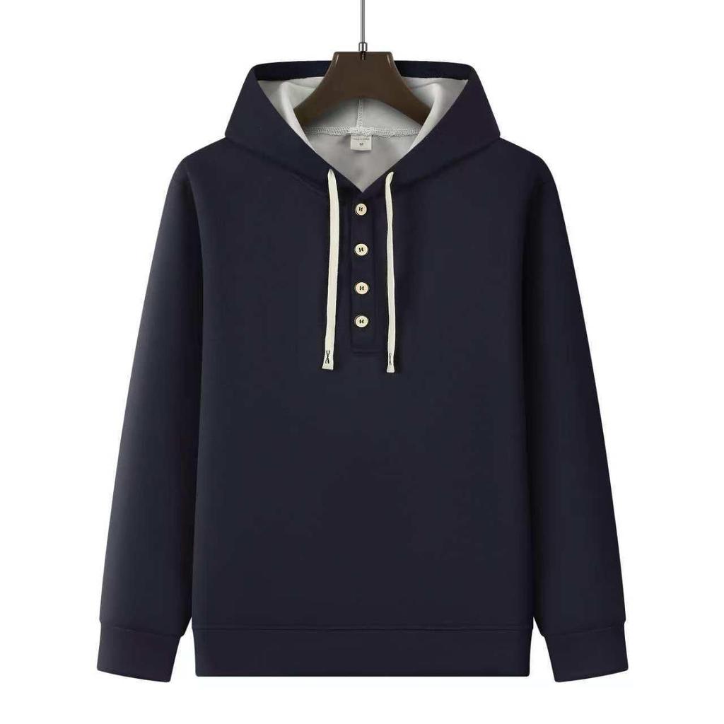 E-commerce Spring/Autumn Men's Fashion Hoodie with Buttoned Collar - Casual European & American Style