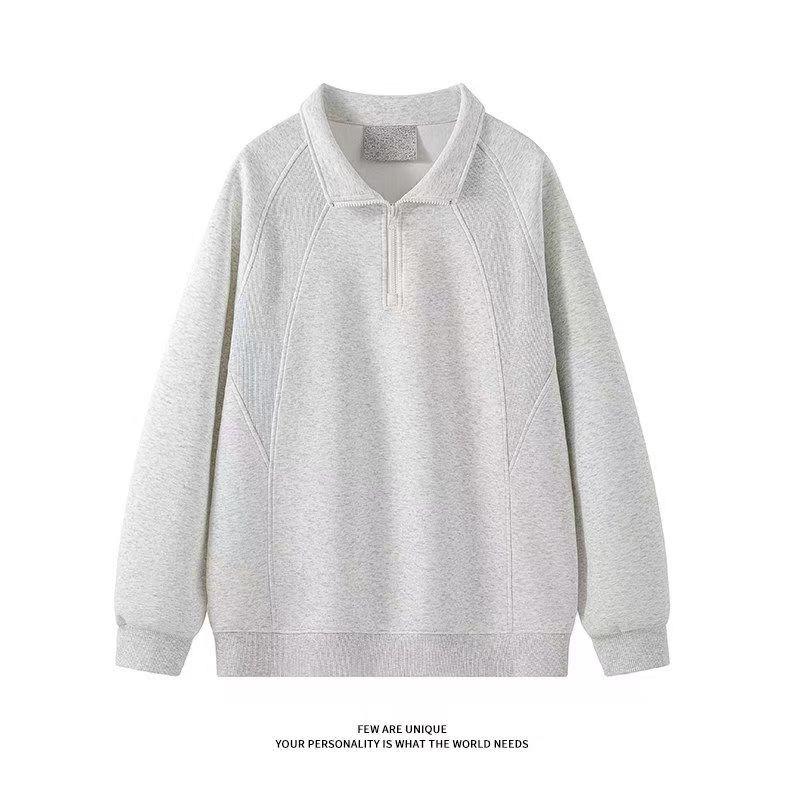 Men s Autumn Casual Sport Pullover Stand Collar Half-Zip Hoodie Jacket 3XL