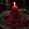 Decorative Skull Shaped Scented Candle with Detailed Draped Design for Seasonal Home Decoration and Ambient Lighting Use