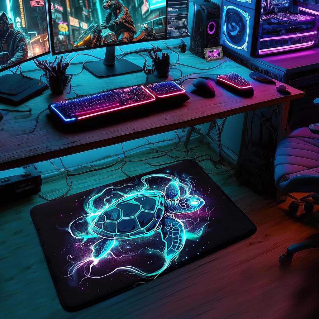 Green Sea Turtle Area Rug for Boys Bedroom, Ocean Animal Theme Carpet, Non-Slip Play Mat for Kids Living Room and Classroom