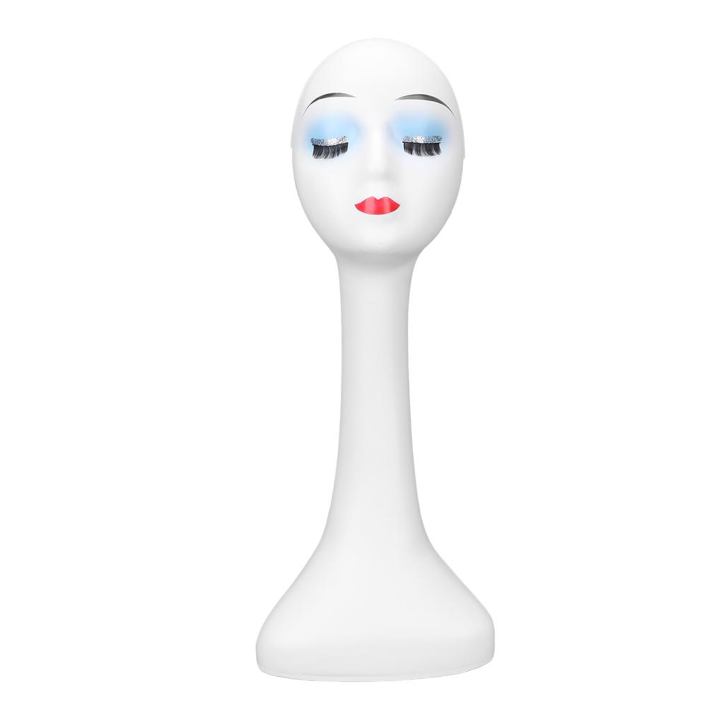 Female Mannequin Head Long Neck Female Head Model with Stable Base and Mounting Holes for Hat Wigs