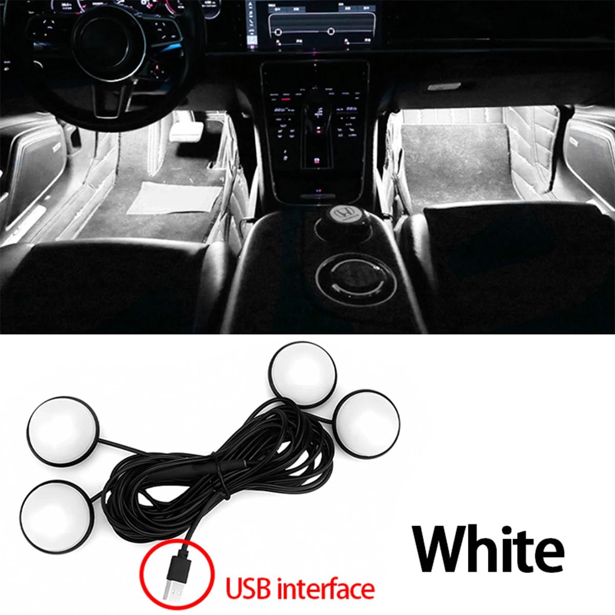 

Colorful Usb Led Car Foot Ambient Light Lighting Accessories Atmosphere Decorative Backlight Lights Back Interior Decoration Kit белый