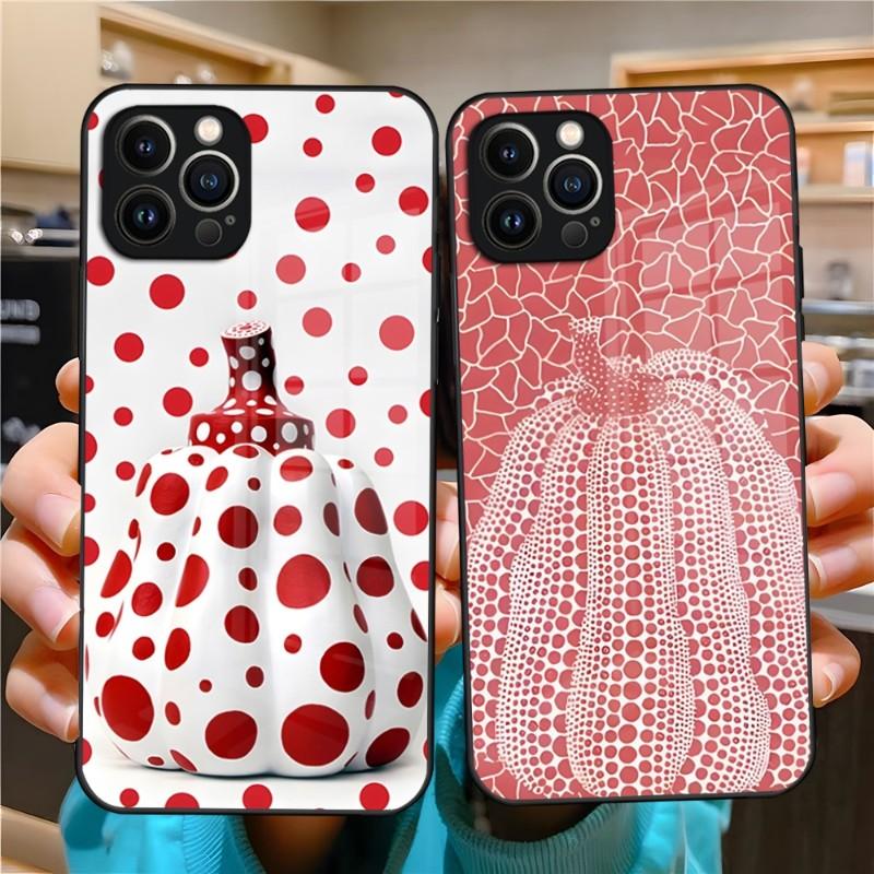 Art YAYOI KUSAMA Phone Case For Apple IPhone 14 Pro 12 11 13 Mini X XR XS Max 8 7 6 Plus SE 2020 Glass Design Back Cover