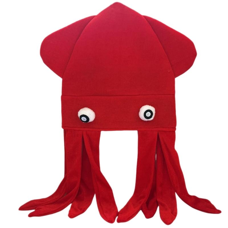 Simulation Cuttlefish Hat Funny Design Soft Fabric Comfortable Headgear For Parties And Daily Wear For Adult Kids
