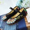 Ethnic Style, National Style Canvas Embroidered Cloth Shoes, Women's Shoes, Single Shoes One-word Buckle Low-heeled Mother Shoes