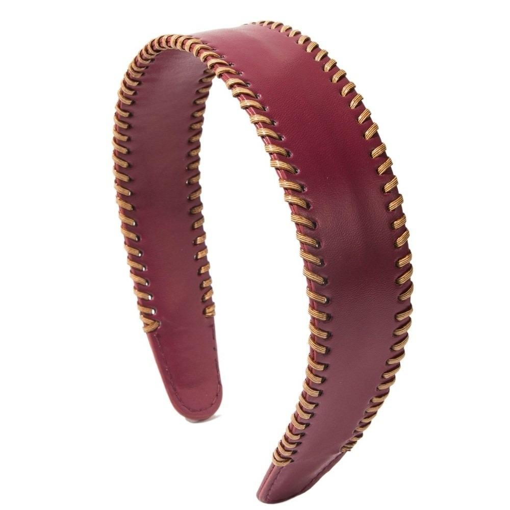 Solid Color Leather Headband Non-Slip Wide Edge Hairband Hair Accessories Women Hair Hoop  Lady красный