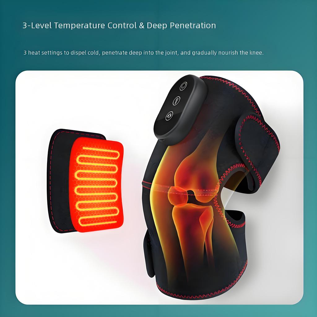 Heated Knee Massager with Deep Penetration Therapy, Rechargeable Electric Knee Warmer Brace for Joint Pain Relief