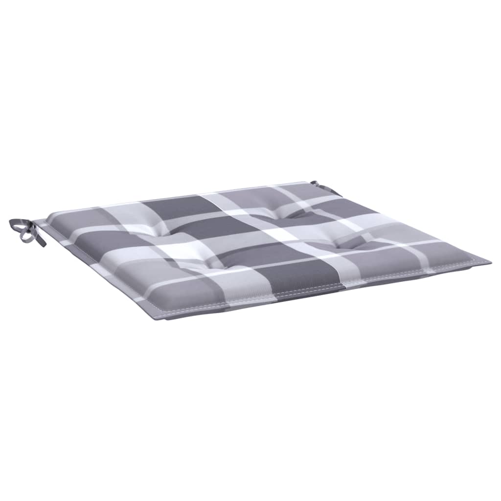 Garden Chair Cushions 4 Pcs Gray Checkered Pattern 50x50x4 Cm