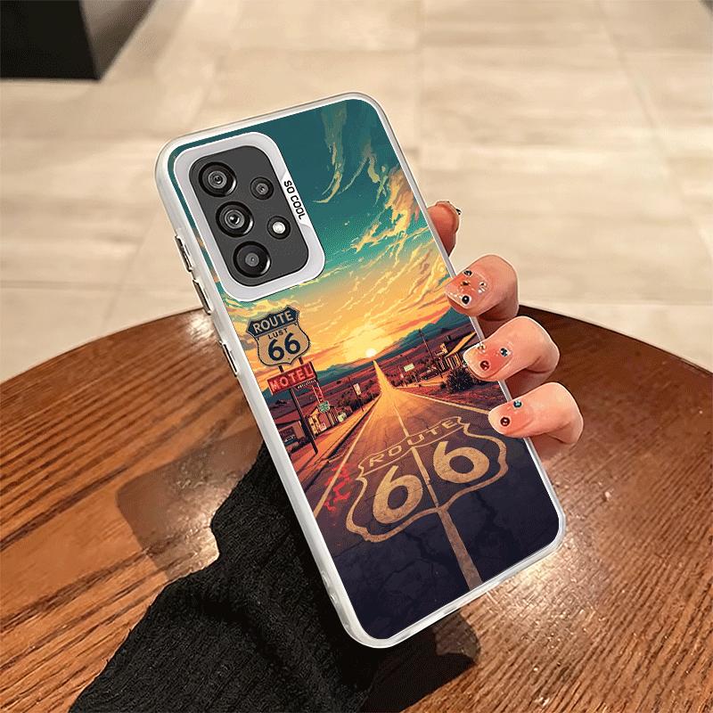 America Route 66 Soft Phone Case for Samsung A17 A16 A15 A14 A13 A57 A56 A55 A54 A53 A37 A36 A35 A34 A33 A26 A25 A24 A23 A52