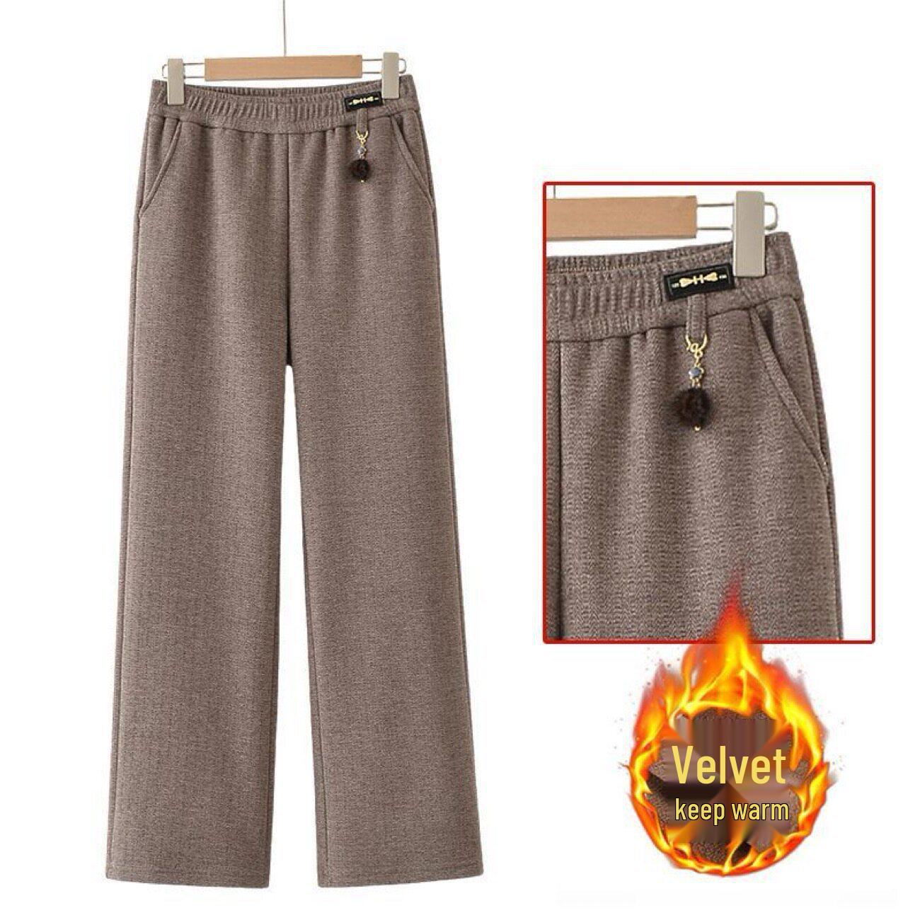 

Woodpecker Women s Winter High-Waist Velvet Wool Wide-Leg Pants 3XL (120-135 lbs)