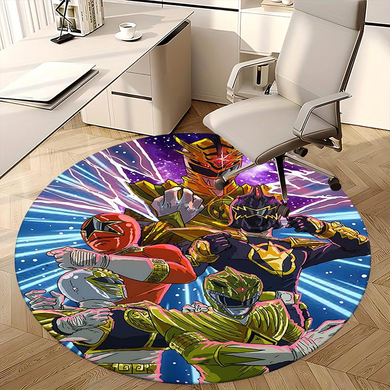1pc Power Rangers Round Carpet - Anime Design Office Chair Mat, Non-Slip Rug for Home Decor, Living Room, Bedroom, Game Room, Gift Idea.J009