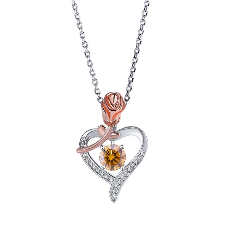 S925 Sterling Silber Herz des Ozeans Damen Liebe Moissanite Halskette Valentinstag Geschenk Temperament Anhänger