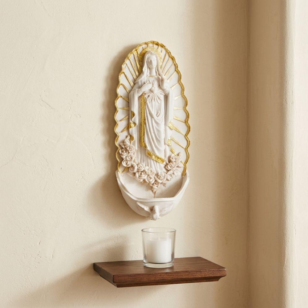 Religious Virgin Mary Holy Water Font Wall Mounted Mary Wall Hanging Font Baptism