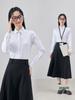 Women's Blue Long-Sleeve Professional Shirt - Solid Color, Ideal for Spring/Autumn Office and Interview Wear