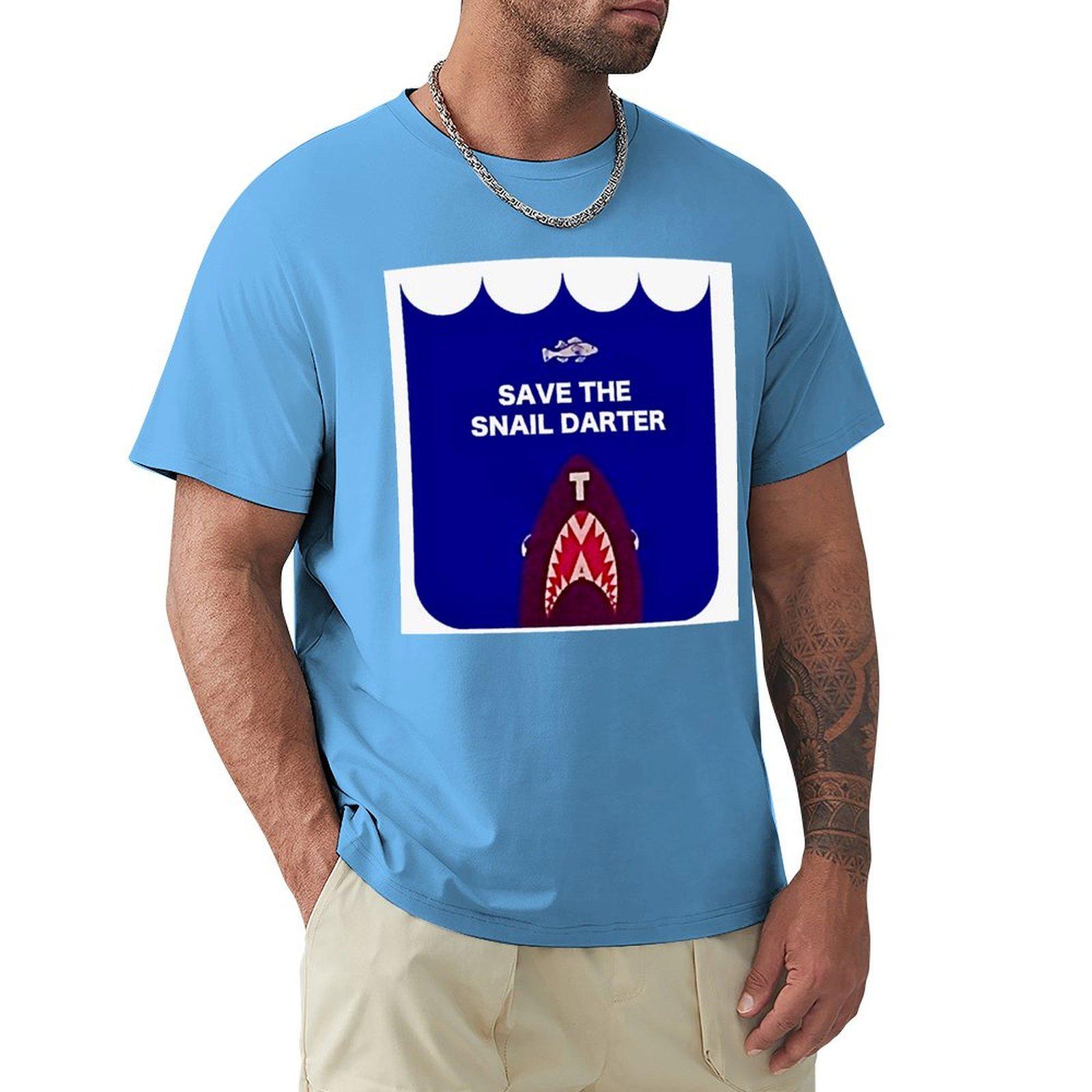 

Save The Snail Darter- Vintage Remake T-Shirt Одежда больших размеров Дизайнерские рубашки Хлопковая футболка для мужчин S средний синий