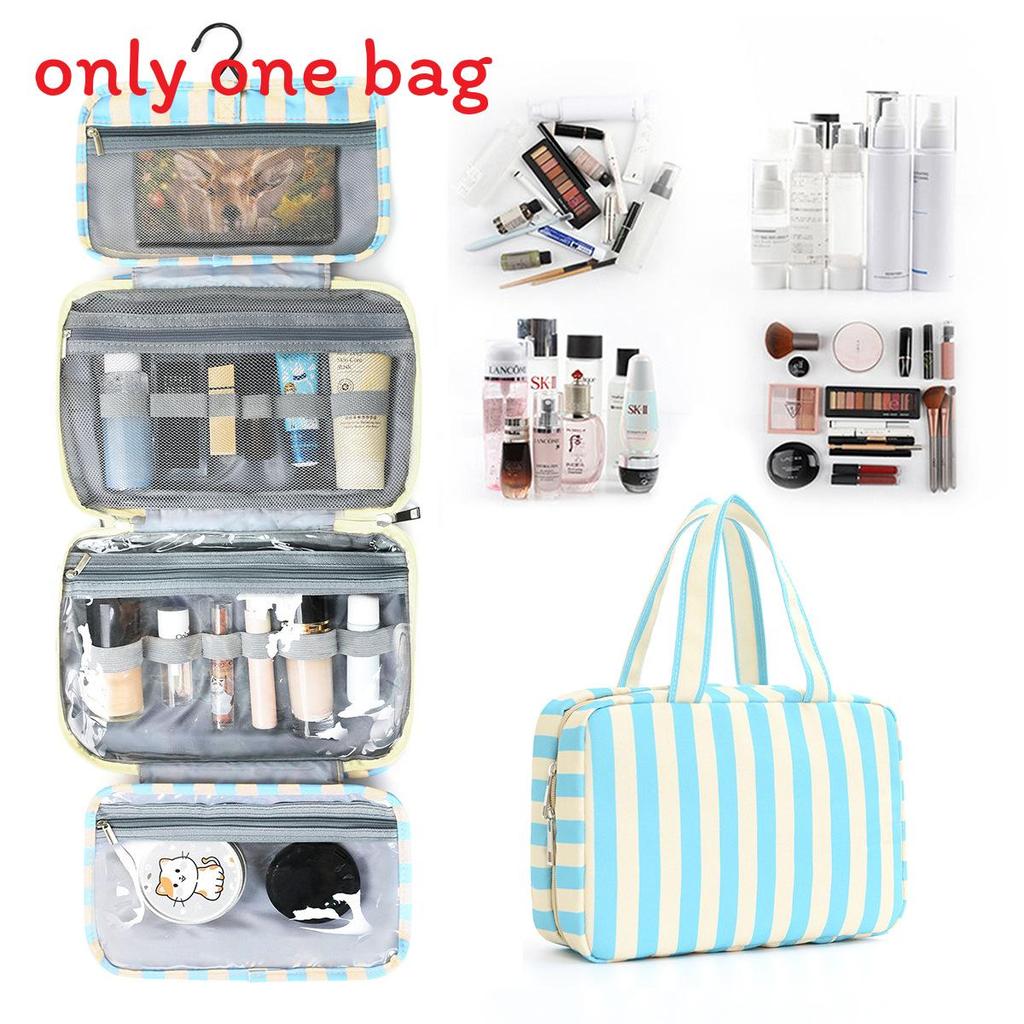 

Travel Toiletry Bag With Wet And Dry Separation For Cosmetics And Makeup Storage Blue Cream