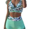 Print Top Two Piece High Waist Drawstring Boyshorts Bikini Set Elegant