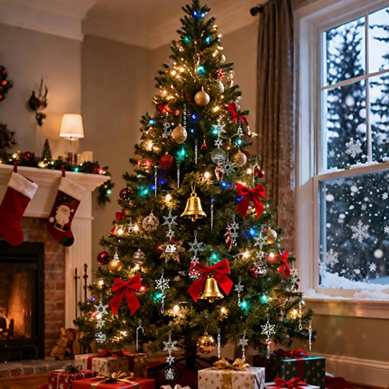 27Pcs Shatterproof Crystal Snowflakes Icicle Hanging Decorations Christmas Tree Ornament Winter Festival Decors