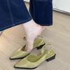 Fashion Women's Sandals Pointed Toe Square Heel Cover Toe Shoes Women Leisure Career Summer French Elegant Slip On Sandalias De Mujer