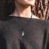 Green Agate Dragon Carving Lucky Charm Magatama Necklace [Koai] (Unisex)