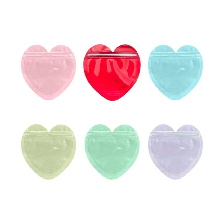 300Pcs Vibranting Color Heart Jewelry Bags Stylish Self Sealing Pouches for Business and Celebration Gifts Wrapping