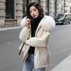 Women Padded Jacket Thickened Plush Lined Coat with Drawstring Waist Winter Warm Puffer