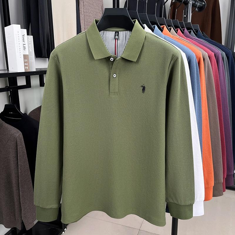 STORN 100% Pure Cotton High-end Brand Men's Long Sleeved Polo Shirt Autumn Fashion New Luxurious Pony Paul Embroidery Top Golf T-shirt