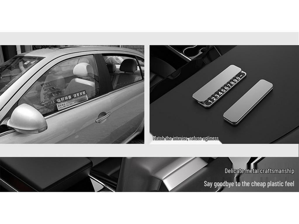 Luxury Temporary Parking Sign with Alloy Phone Number Plate for Car Interiors