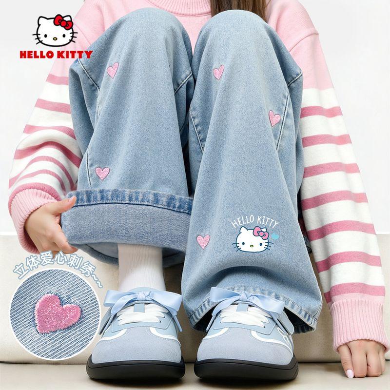 Hellokitty Girls' Jeans Spring and Autumn Style Children's Pants 2026 New Spring Long Pants Girls' Straight Pants