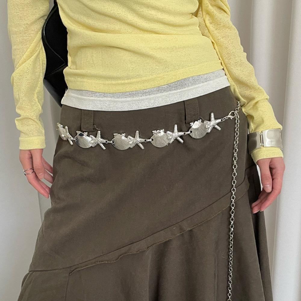 Ornaments Bohemian Shell Waist Belt Zinc Zinc Alloy Pearl Starfish Beach Body Chain  Vacation