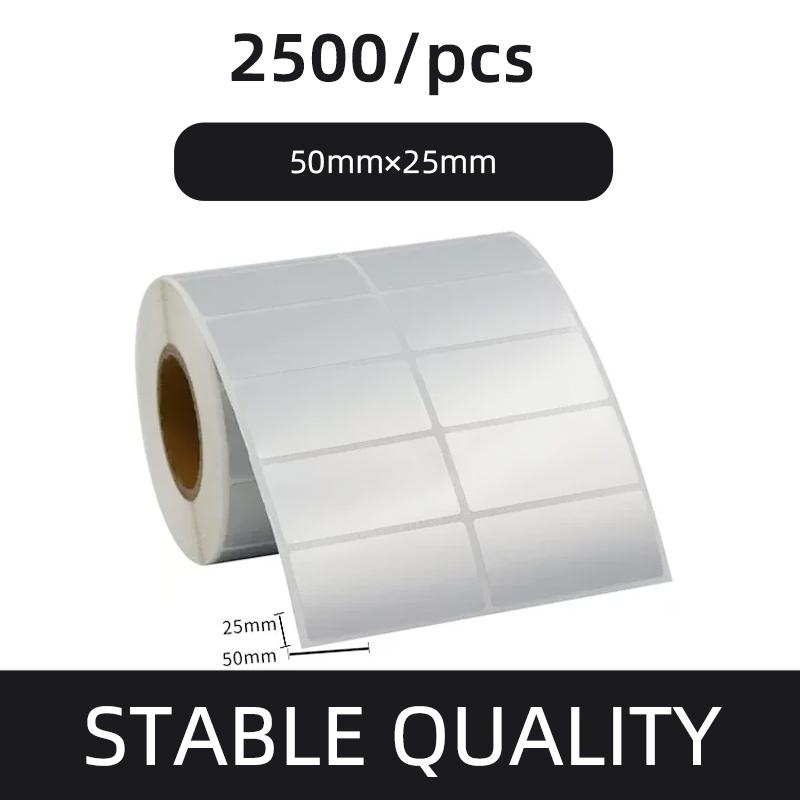 Etiqueta de código de barras PET prata fosca 20 30 40 50 60 70 80 90 100 Fita de transferência térmica Impressora de adesivos