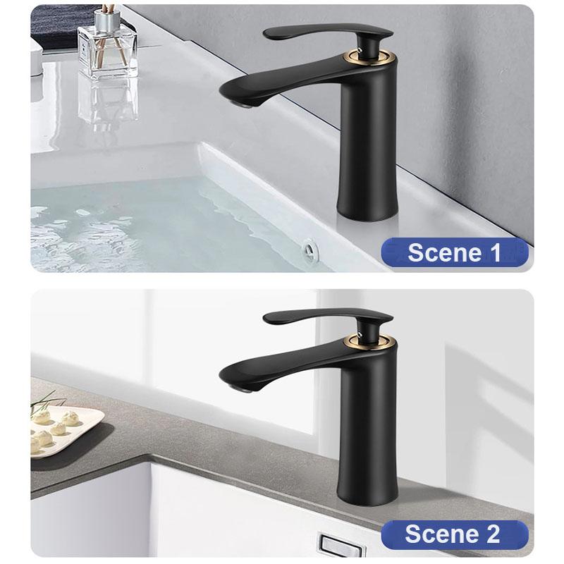 Modern Basin Faucet Chrome Brass Bathroom Mixer Faucet Black Washbasin Faucet Single Handle Single Hole Wash Sink Water Tap