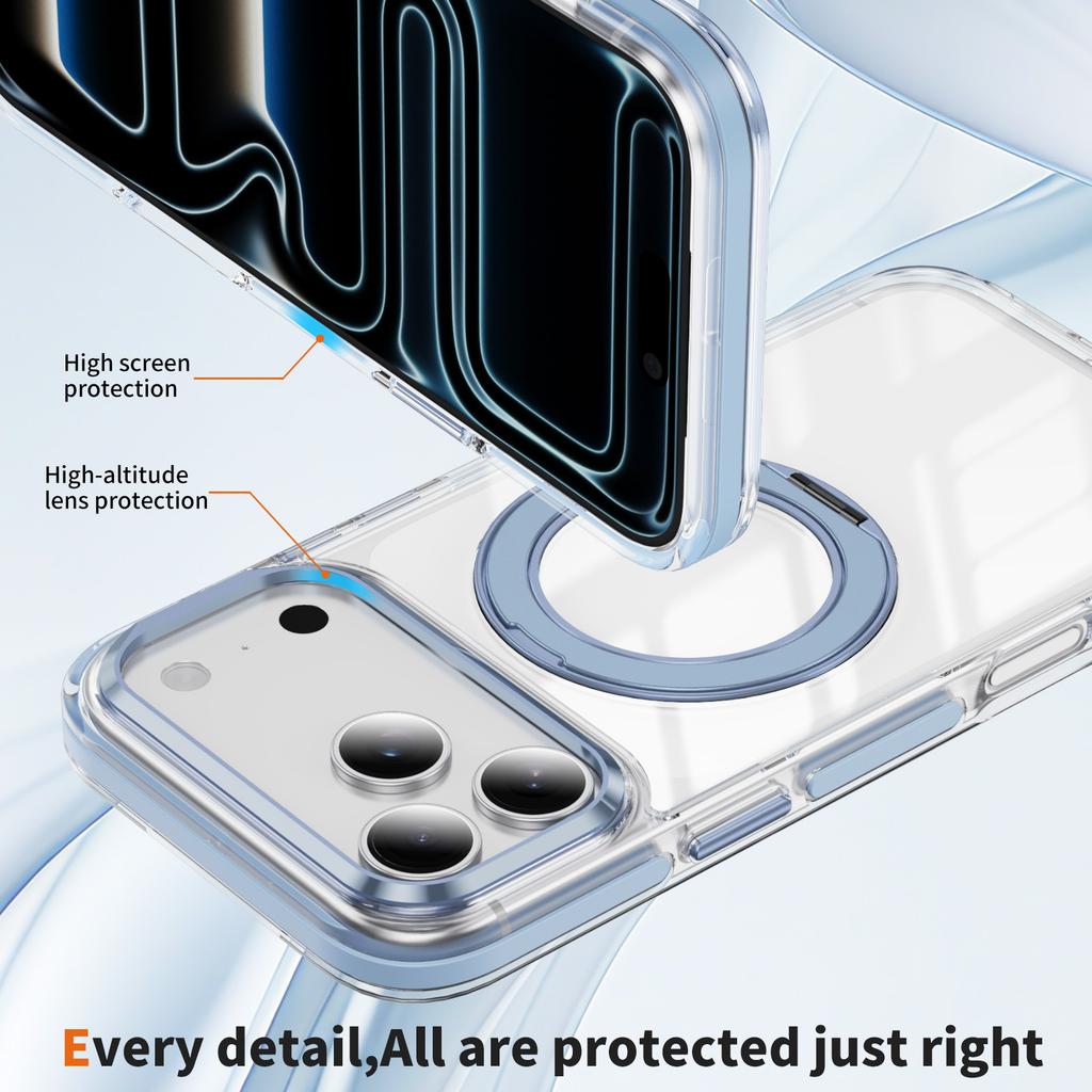 Magnetic Case With Hidden 360 Rotating Stand For iPhone 13 14 15 16 17 Pro Max Metal Camera Frame Colorful Shockproof Cover Support MagSafe Charging