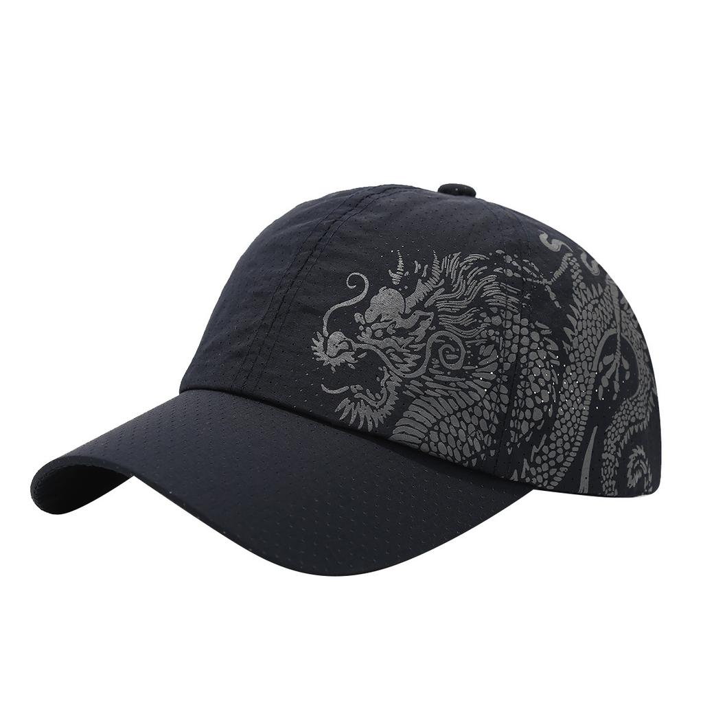 Neue chinesische Drachenmuster-Baseballkappe Sommer Trendmarke Schnelltrocknende Kappe Herren und Damen Outdoor Atmungsaktive Sonnenkappe