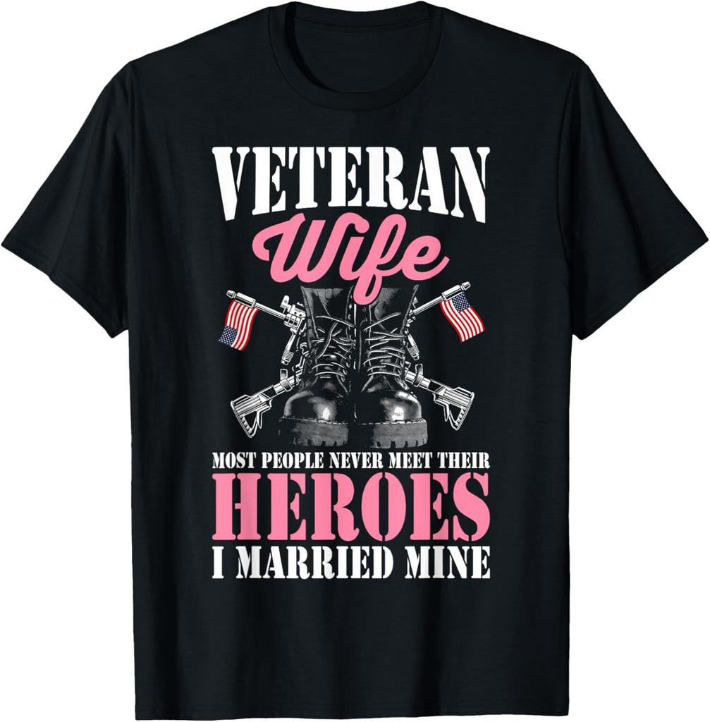 New Limited Veteran Wife Married Mine Proud Military Veteran Husband T-Shirt Mens Womens Tees Top Tops Tee