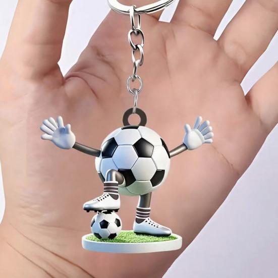 Nyckelring 2D Akryl Fotbollsberlock Nyckelring Bilinteriör Fint Hantverk Nyckelring Ryggsäckar Handväskor Bilar Plånböcker Tillbehör