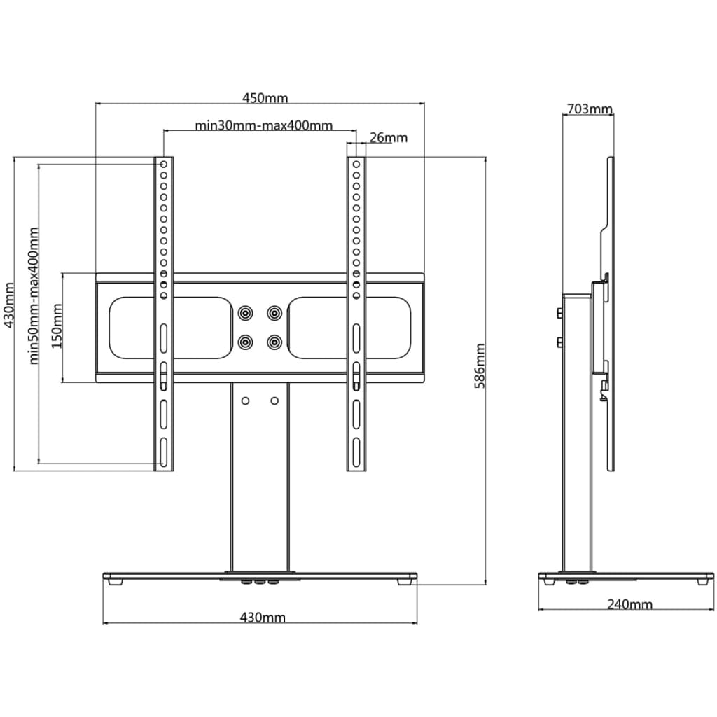 TV Stand for 26 42 Inch Screens Max VESA 400x400 mm 30 kg