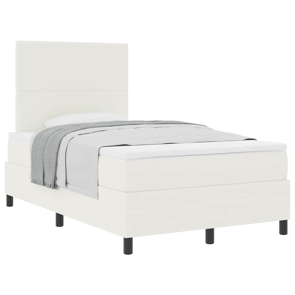 Box Spring Bed in Cream and White 120 x 190 cm Cord Fabric