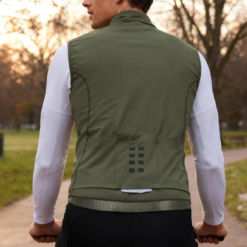 WOSAWE Autumn Winter Men Cycling Vest Windproof Thermal Fleece Reflective Sleeveless Warm Coat Road Bicycle Gilet