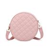 Bag women's new solid color rhombus embroidered messenger small round bag with change small bag fashionable one