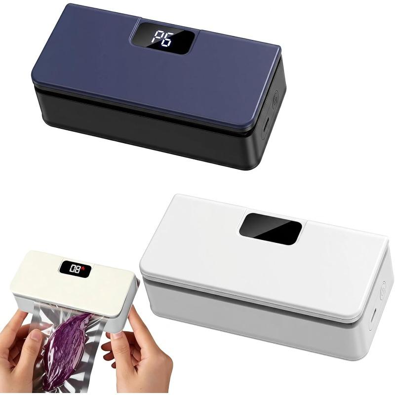 2 Pack Mini Bag Sealer, Magnetic Bag Sealer for Fridge, 6-Speed Adjustment and Led Display, No Preheating Required with Cutter
