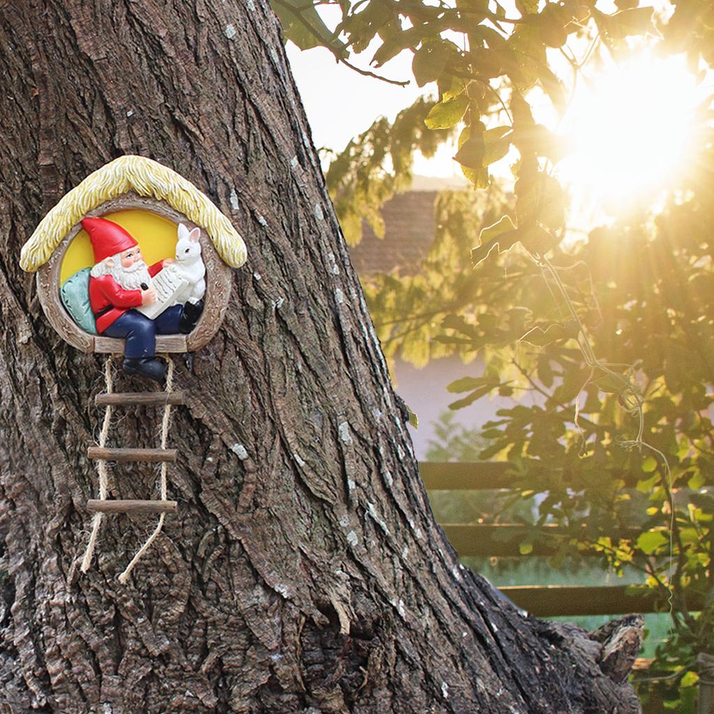 1 Piece of Resin Handicraft for Rabbit Dwarf Tree Hanging, Handmade, Dwarf Reading Book, Small Rabbit Statue, Easter Decorative