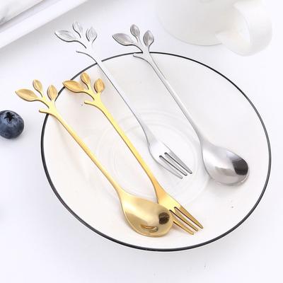 Gabel/Löffel Edelstahl-Besteck mit langen Griffen, rostbeständig, Dessertbesteck für Küche und Restaurant