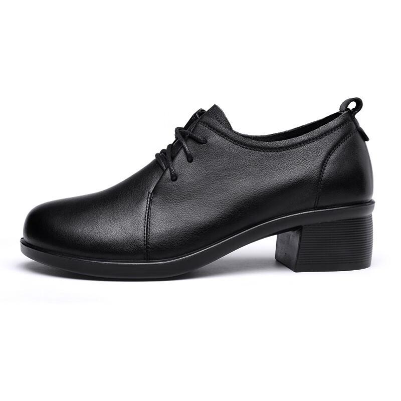 Qiang Ren Women's Genuine Leather Mid-Heel Oxford Shoes